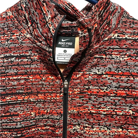 NIKE PRO DRI FIT RED BLACK AND WHITE QUARTER ZIP LONG SLEEVE TOP - Picture 2 of 3